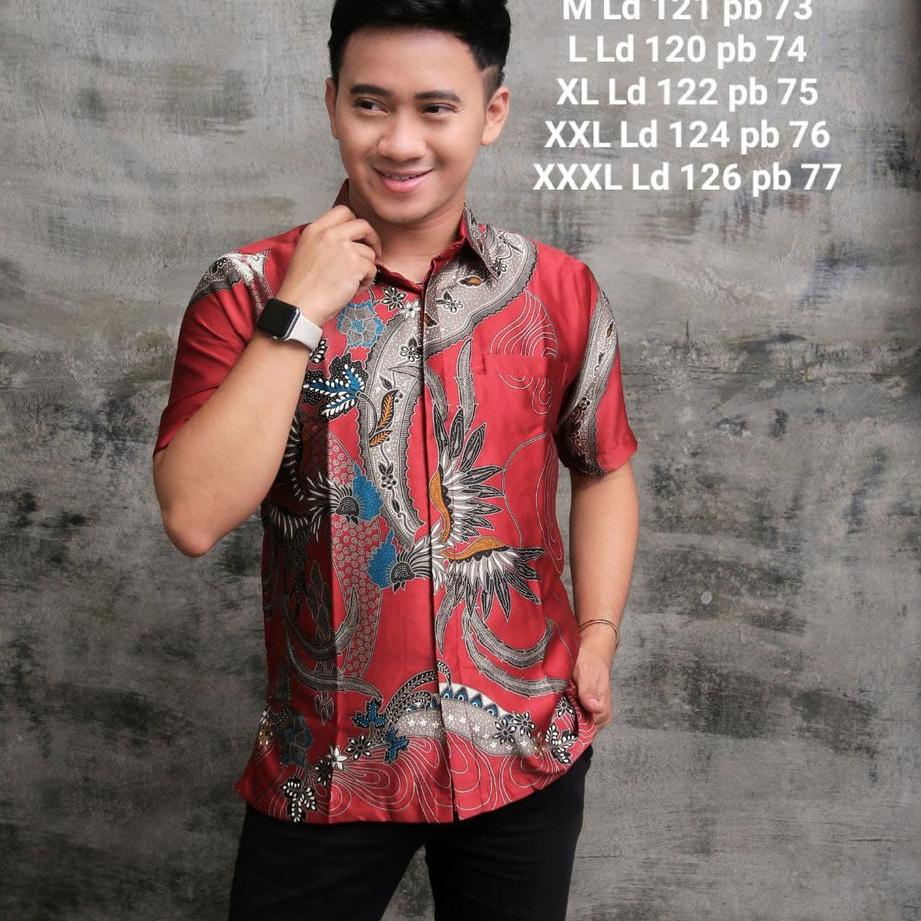 Langsung Atc Baju Batik Pria Lengan Pendek Semi Sutera Hem Laki Laki Sutra Ukuran Regular Asli Pekal