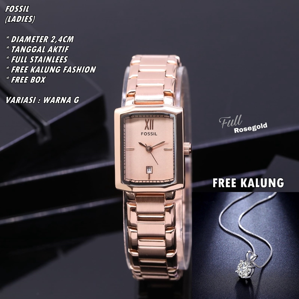 JAM TANGAN WANITA FASHION RANTAI BODY SEGI TANGGAL AKTIF FREE KALUNG