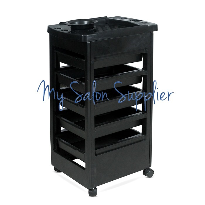 Rak Dorong Salon Hitam / Troli / Trolley