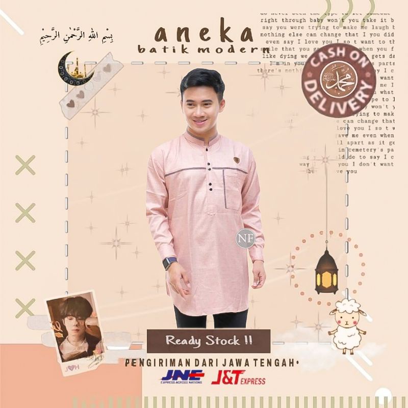 ATASAN BAJU KOKO KURTA MADINAH LENGAN PANJANG POLOS SIMPLE BUSANA MUSLIM LEBARAN PRIA PUTIH BIRU DON