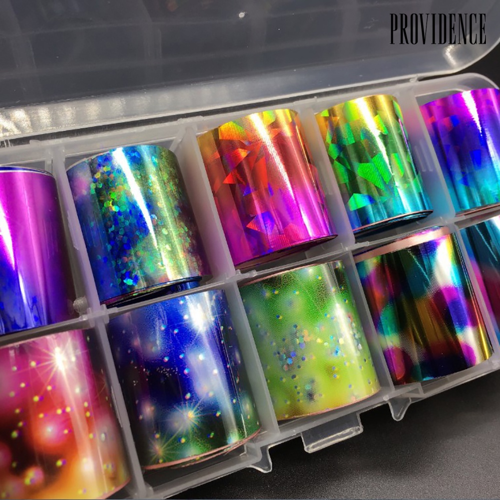 Providence 10 Rol / Set Stiker Kuku Holografik Motif Langit Berbintang Untuk Dekorasi Nail Art / Manicure Diy