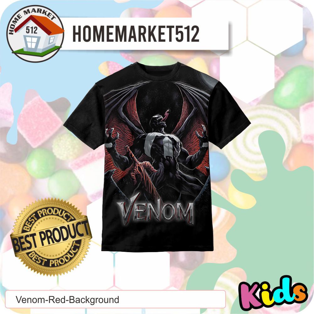 Kaos Anak Venom Red Background Kaos Anak Laki-Laki Dan Perempuan | HOMEMARKET512-0