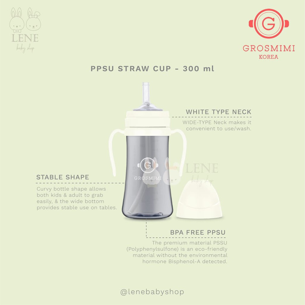 Grosmimi PPSU Straw Cup Dark Series 200 ml &amp; 300 ml