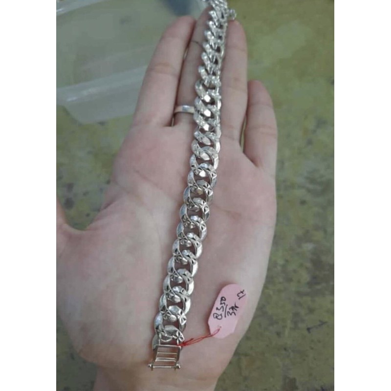 gelang emas putih kadar 375 sisik naga ukir