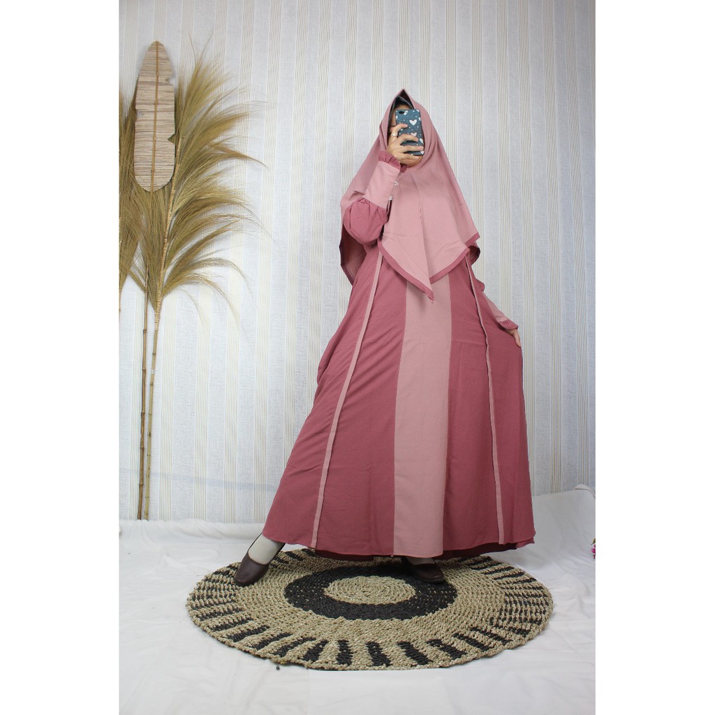 GAMIS SYARI set khimar ASELA Busana Muslim itycrepe simple polos murah remaja busui hamil jilbab
