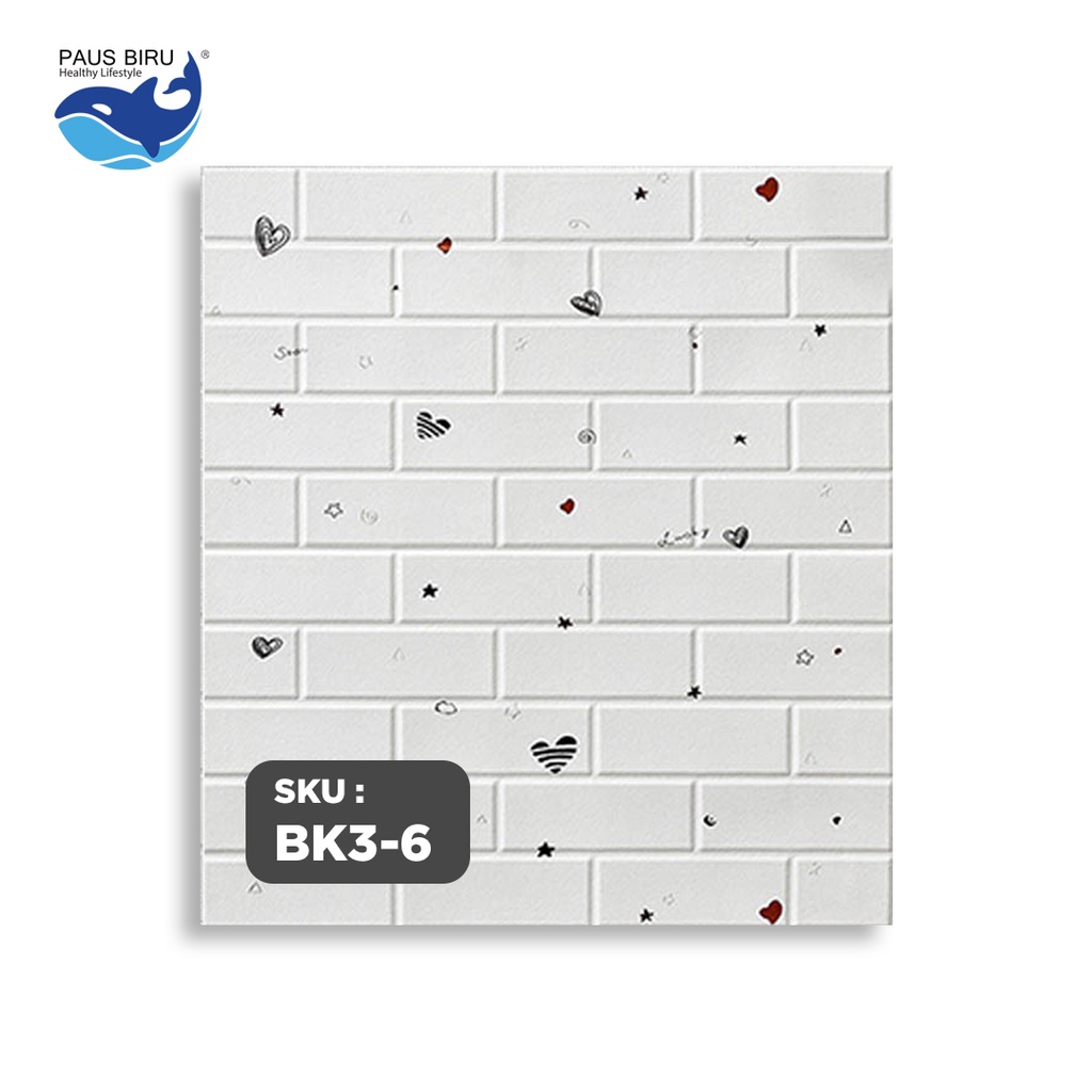 Paus Biru - Wallpaper dinding 3d motif gambar 70x77cm-LOVE HEART