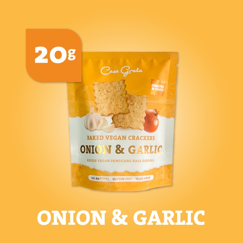 

Casa Grata Onion & Garlic Crackers - 20 gram - Gluten Free & Vegan Snacks