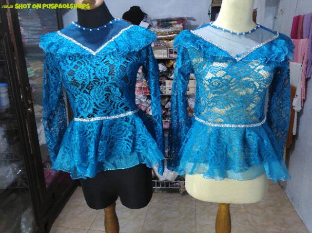 Kebaya pager ayu biru-silver/ kebaya domas/ kebaya brokat