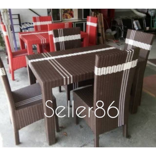 MEJA MAKAN ROTAN SINTETIS FULL SET BANDUNG