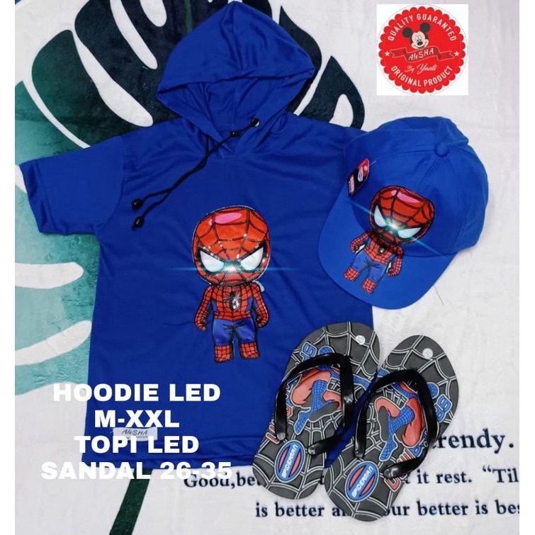 Kaos hodie anak LED lampu menyala untuk usia 2-10 tahun/paket hemat