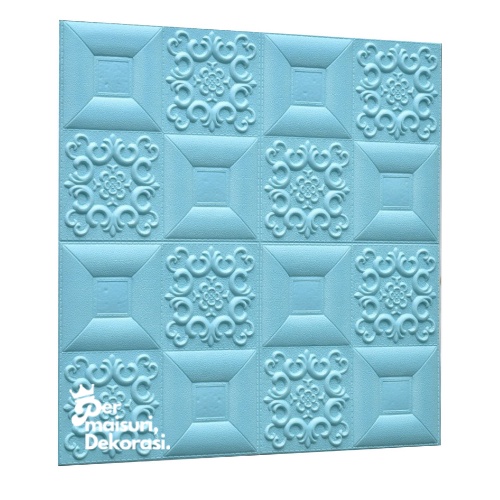 [COD] Wallpaper Dinding Stiker Wallfoam 3D Sticker Dekorasi Kamar Rumah Murah [Seri C] Batik-Biru