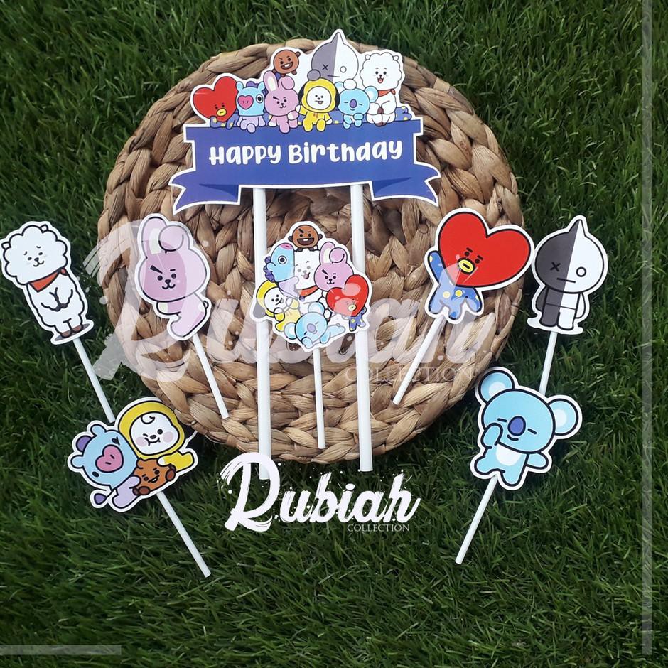 

Diskon!!-84 Toppercake plus / Hiasan kue / Tusukan kue BT21