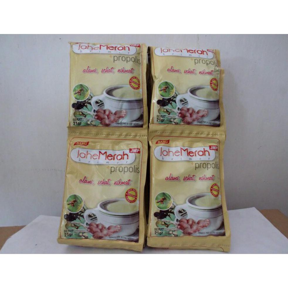 

jahe merah plus propolis dan creamer jmp 1 renceng isi 10 sacet