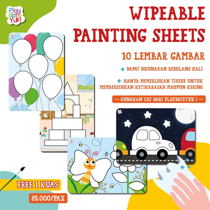 

Wipeable Painting Sheets - Tanpa cat