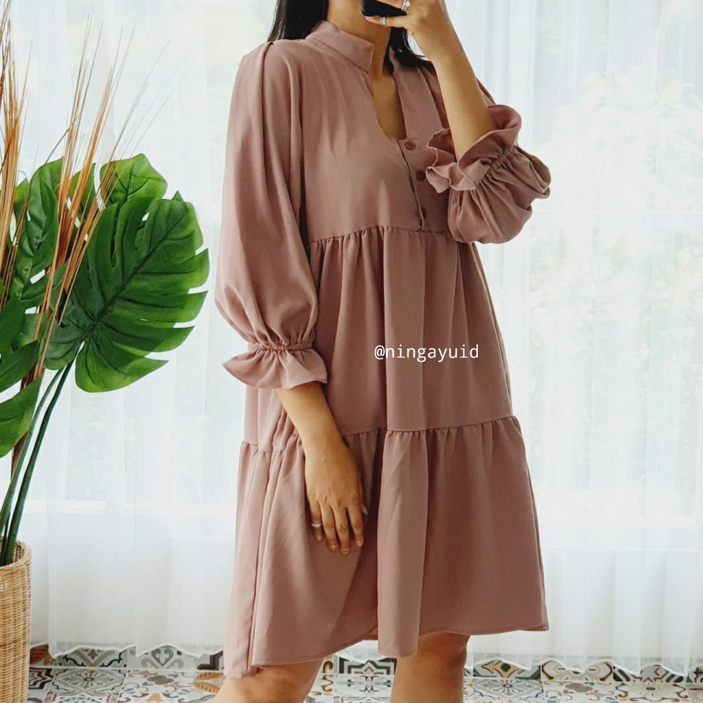 Moniq Dress Ruffle Pendek Katun Baju Hamil Menyusui Casual ...