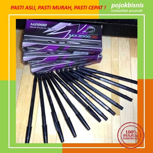 1 BOX PULPEN HITAM TERMURAH / BALLPOINT M-2000 / MX2000ND