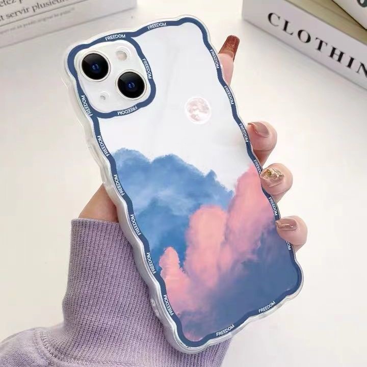 Soft Case TPU Transparan Motif Bulan Untuk Iphone 13 Pro Max 12 11 XS XR X 8 7 6 Plus Mini SE 2020