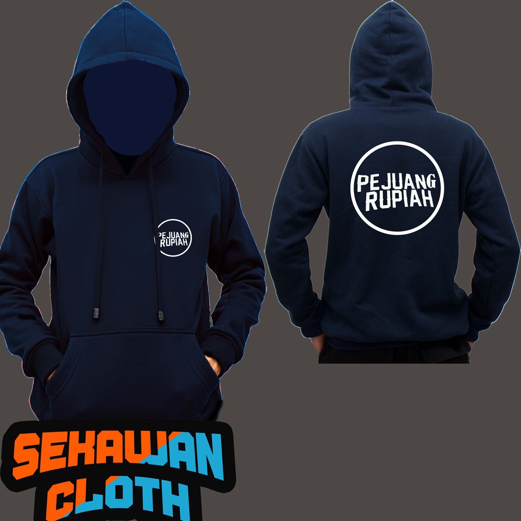 HOODIE JAKET SWEATER BIRU NAVY PEJUANG RUPIAH - SEKAAN CLOTHING