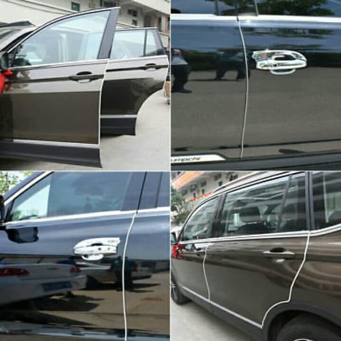 Panjang 4M Lis Pintu Mobil Silver Crom Pelindung Pengaman List Door