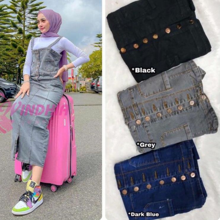 (HARGA SPESIAL) Delila Delilla Overall Jeans Wanita | Overal Rok Kodok Jean Jens Jins Denim
