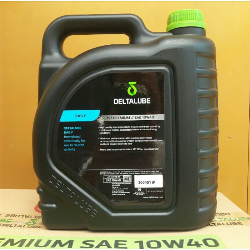 Oli Mobil Deltalube 757 Premium SAE 10W-40 API SN Galon 4L 4 Liter 10w40 Original 100%