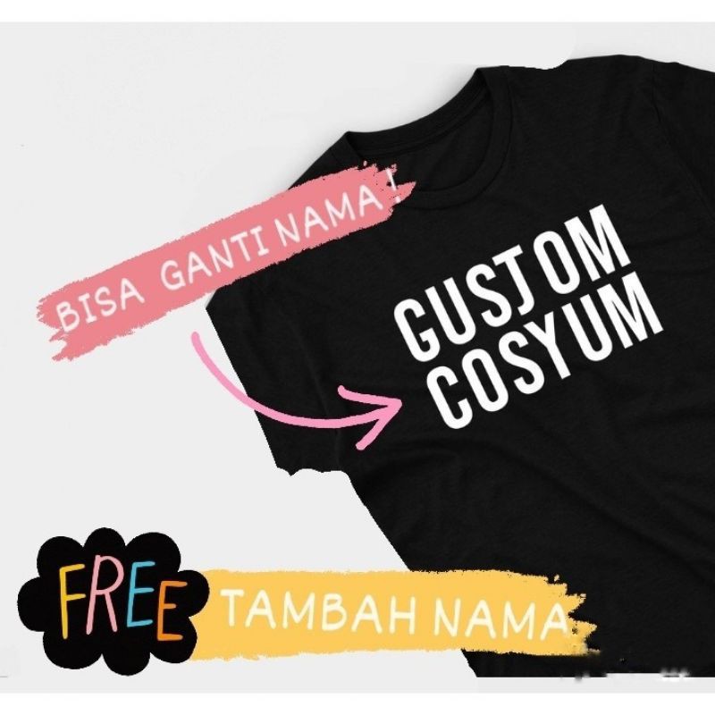 Kaos Custom Nama/Kaos Lipat Nama Viral Tiktok/Anak/Big Size