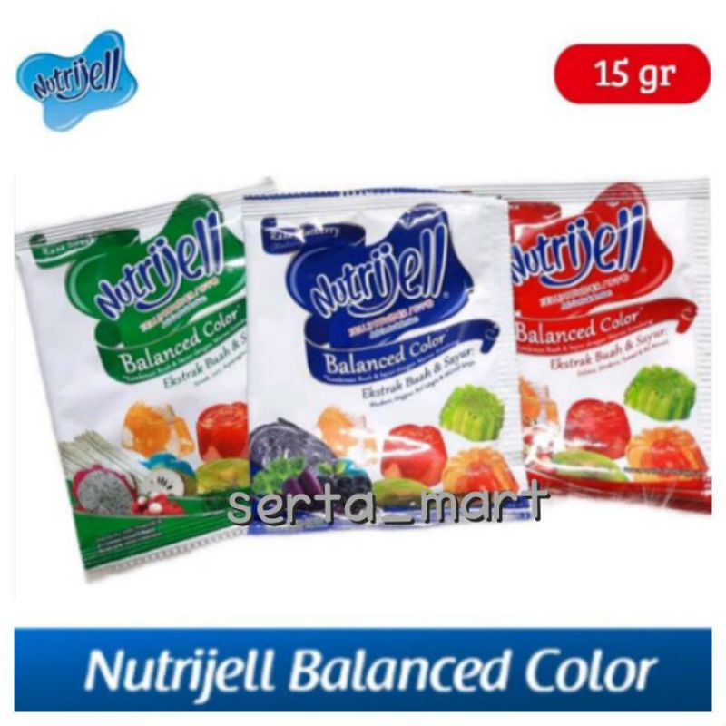 

Nutrijell Balanced Color Sachet 15gr - Tepung Agar Nutrijel Blueberry / Sirsak / Delima