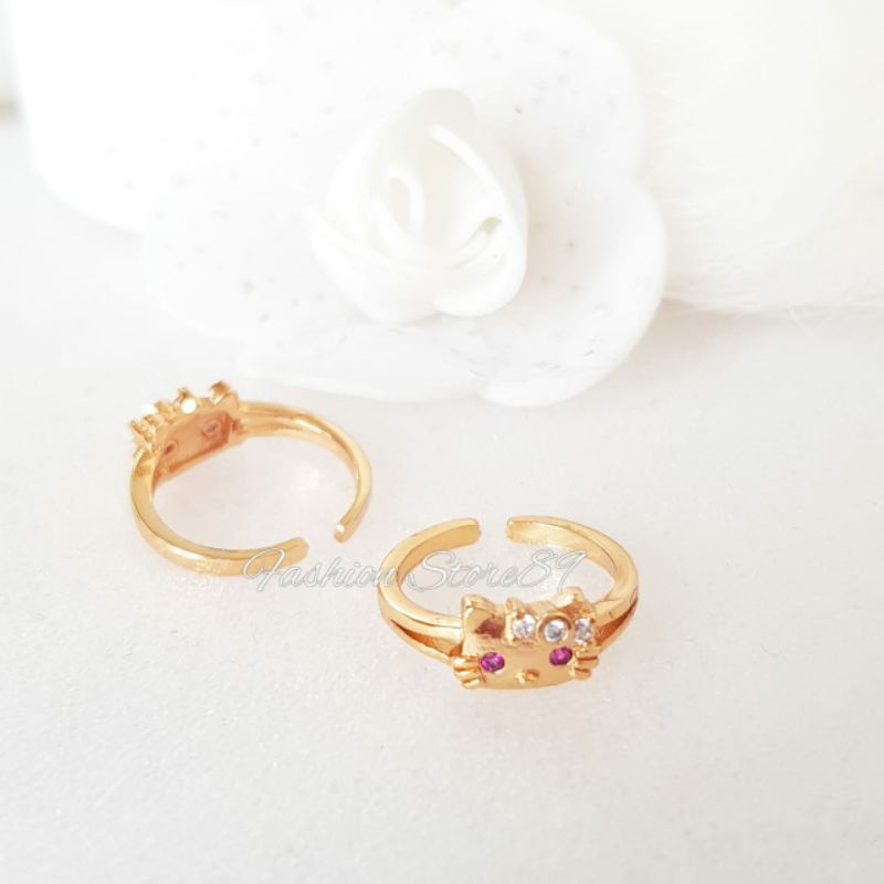 Cincin Anak Free Size Kitten Cincin lapis emas Yaxiya Replica Emas Impor Cincin Anak Karakter