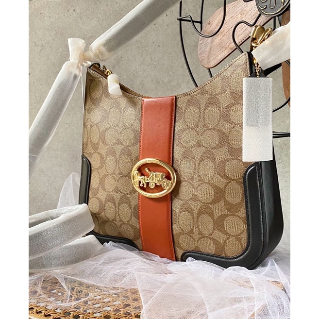 C7229 SIGNATURE COLORBLOCK GEORGIE HOBO KHAKI TERRACOTTA MULTI