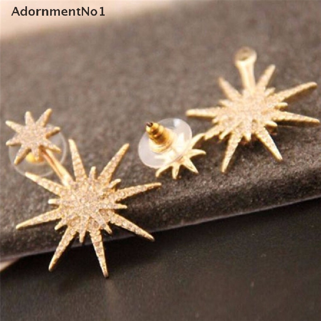 (AdornmentNo1) Anting Tusuk Gantung Desain Snowflake / Bintang Hias Kristal / Berlian Imitasi Untuk Wanita