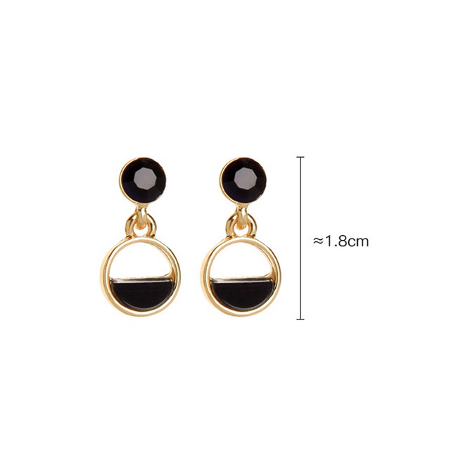 LRC Anting Tusuk Fashion Black Geometric Semicircle Hollow Alloy Earrings K04284