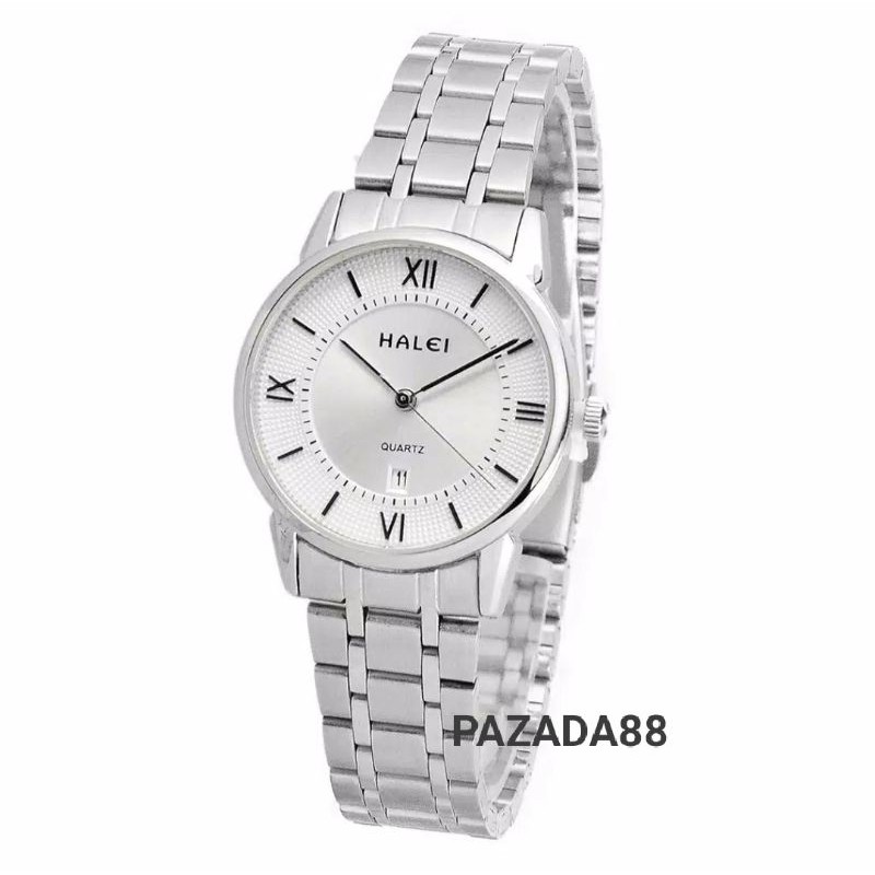 HALEI 566L/JAM TANGAN WANITA RANTAI PERAK STAINLESS STEEL WATER RESISTANT