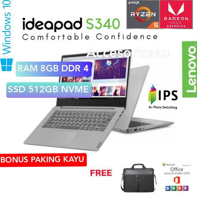 Laptop Lenovo Ideapad S340 - 14API - 14" IPS - AMD ryzen 5 3500U - 8 GB  - SSD 512 GB  - vega 8