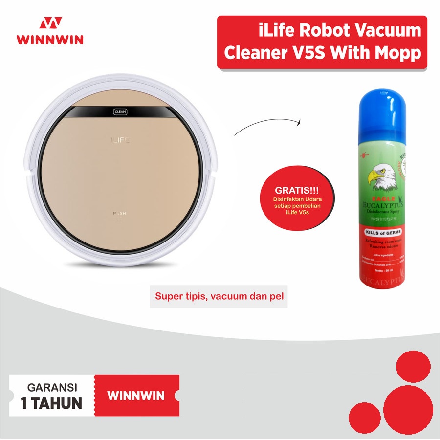 READY Ori AutoRobot Vacuum / Vacumm Cleaner iLife V5S Pro Water Tank