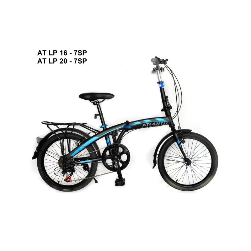 Sepeda Lipat Atlantis 16 & 20 inch 7 Speed Garansi SNI bisa kredit cicilan cicil COD termurah murah-Black Blue
