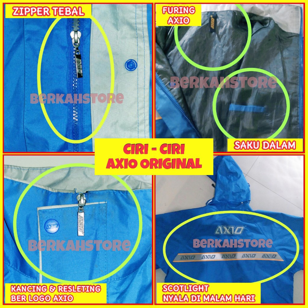 Jas Hujan AXIO Original 100% Ukuran XXXL Anti Bocor Bahan Tebal Jas Hujan AXIOO Pink Murah Motor