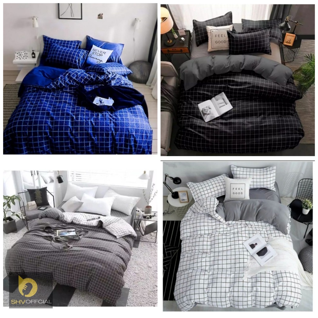 SPREI SET KOTAK AESTHETIC 120X200/160X200/180X200 FREE SARUNG BANTAL DAN GULING ANTI LUNTUR