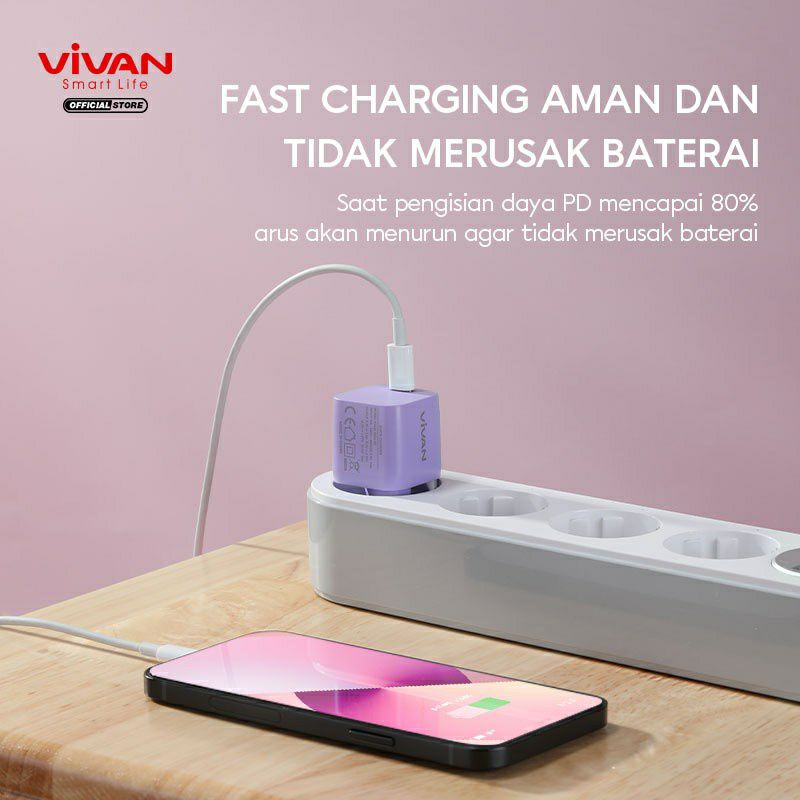 Charger Vivan Power Nano 20 PD 20W Batok Charger Adaptor USB C Type C ORIGINAL