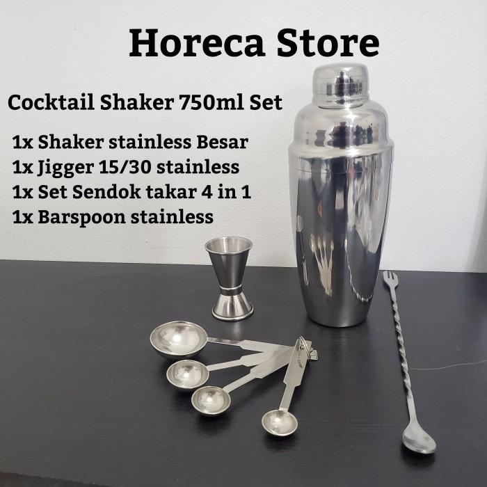 

Cocktail Shaker Set 750Ml - With Jigger, Measuring Spoon And Barspoon