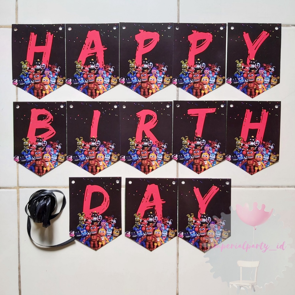 Banner Bunting Flag Happy Birthday HBD Five Nights at Freddy