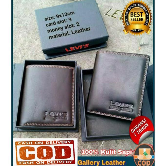 Dompet Kulit Asli Levis Pria Medium Premium Hitam Dan Coklat Tua Sintashop45