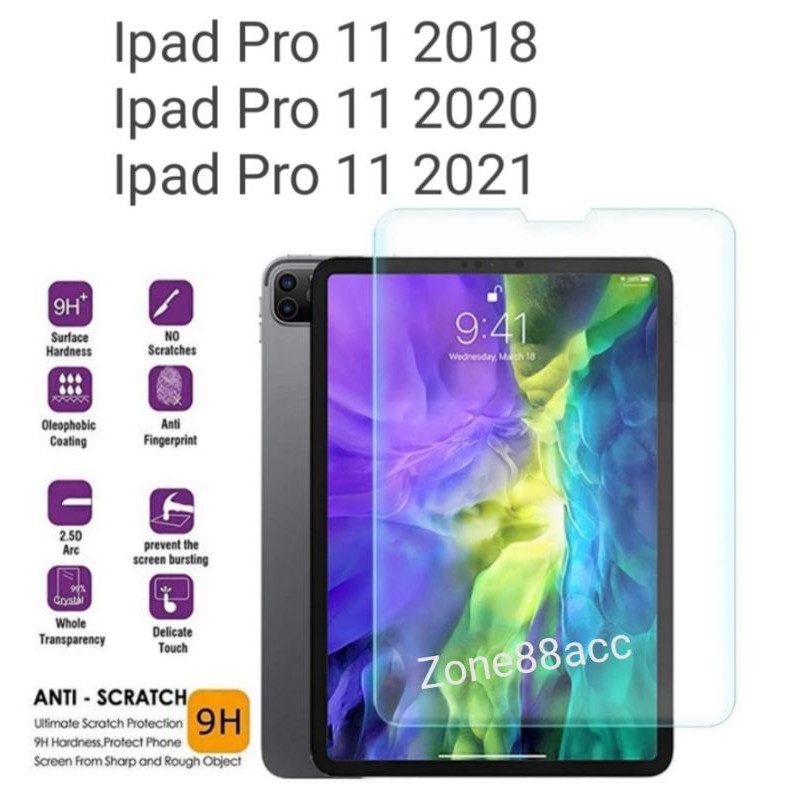 Antigores Ipad Pro 11 Pro11 2018 2020 2021 2022 Tempered Glass Screen Guard protector TG pelindung layar tablet bening kaca transparant clear