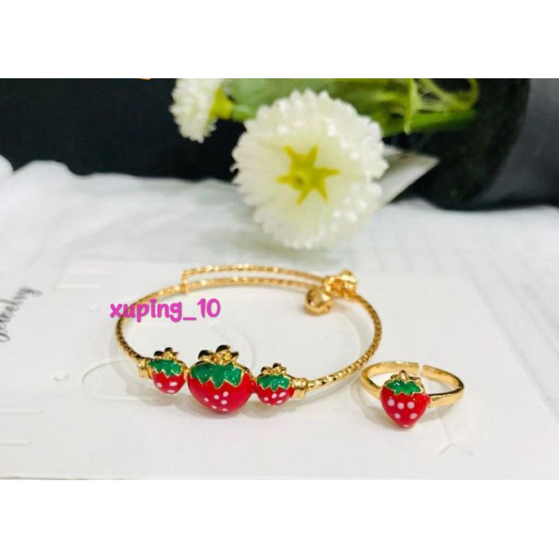 Gelang plus cincin anak kliningan gold xuping