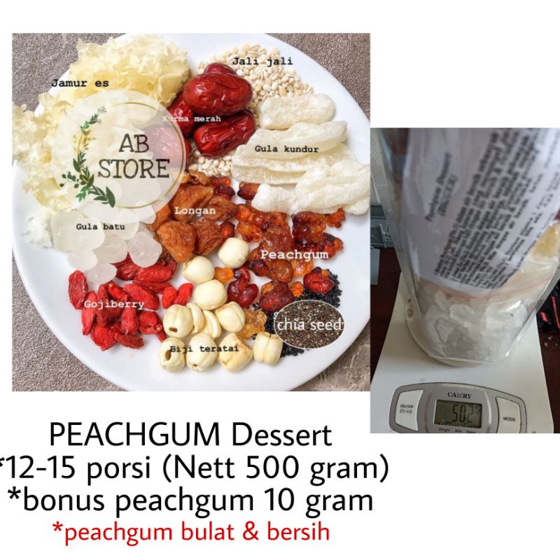 

Abstore, Grade Super A+ BIGGER Peach Gum, Peachgum Dessert Paket Super Komplit