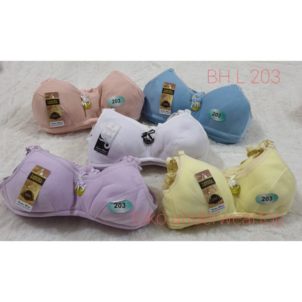 BH BRA Lorina 203 Underwear wanita motif polos tanpa kawat dan tanpa busa MURAH