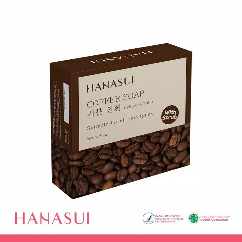 HANASUI Bar Soap 60g |White Rice|Bamboo Charcoal|Aloevera|Coffee