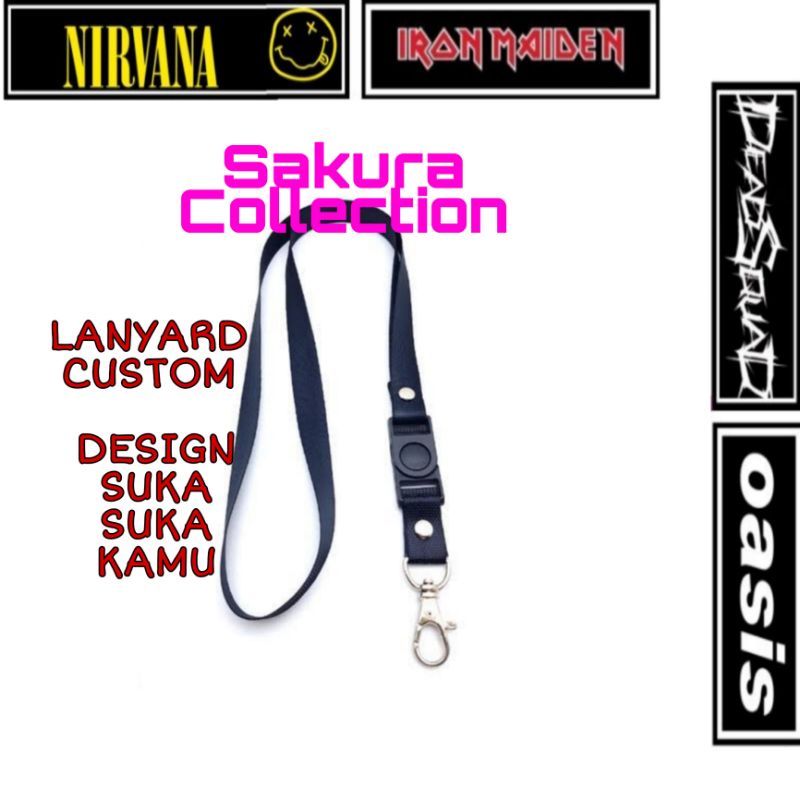 Gantungan kunci lanyard Band Seringai Deadsquad Nirvana  Oasis  Burgerkill  Motorhead Minorthreat  Iron Maiden Misfits logo tulisan tali lanyard musik ROCK METAL kartu nama flashdisk id card name tag pods vape vave hp perlengkapan sekolah