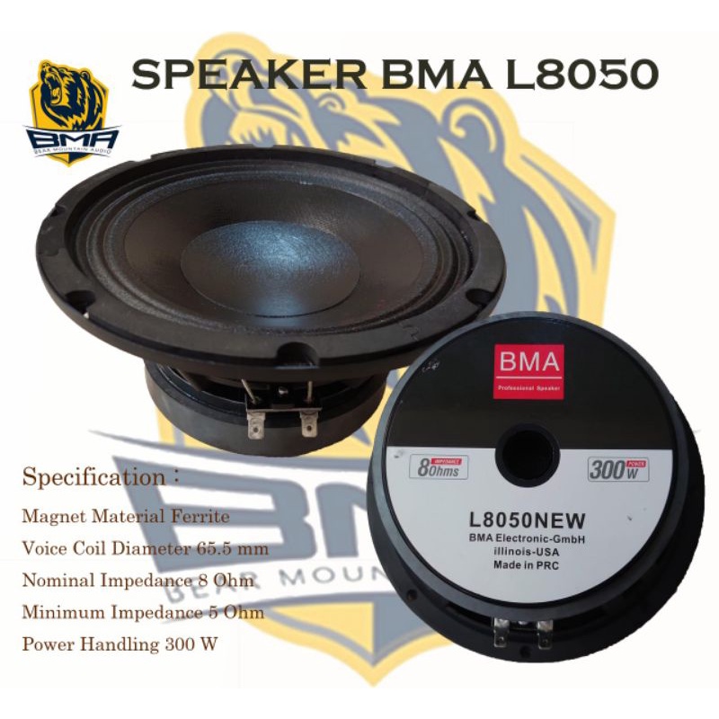 SPEAKER BMA 8 INCH SPIKER BMA L8050 NEW ORIGINAL