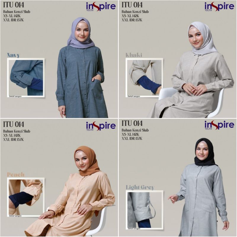 Baju Tunik Inspire Terbaru ITU 014 Kenzi Slub Lengan Panjang Muslimah Dewasa Busui Friendly