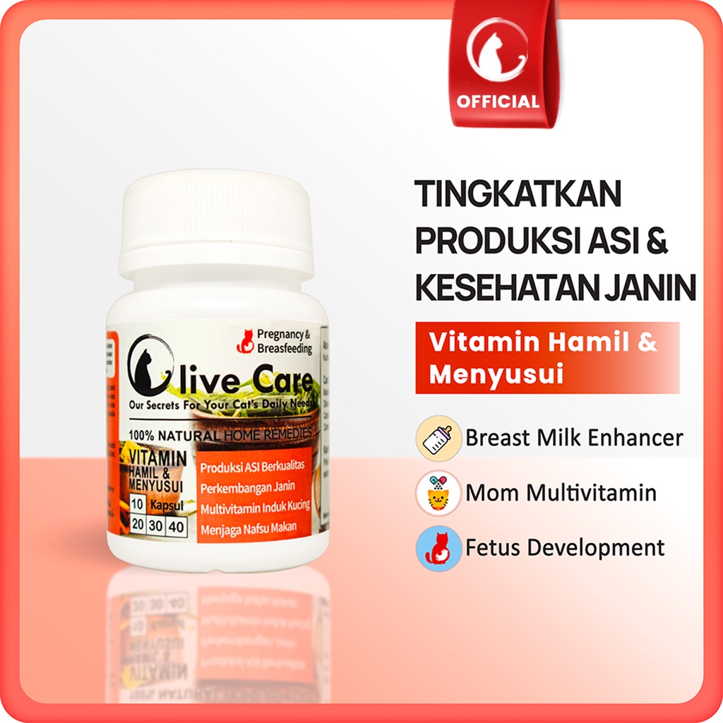 Olive Care Vitamin Kucing HAMIL & MENYUSUI untuk Produksi Asi, Perkembangan Bayi, Multivitamin Induk Kucing dan Menjaga Nafsu Makan